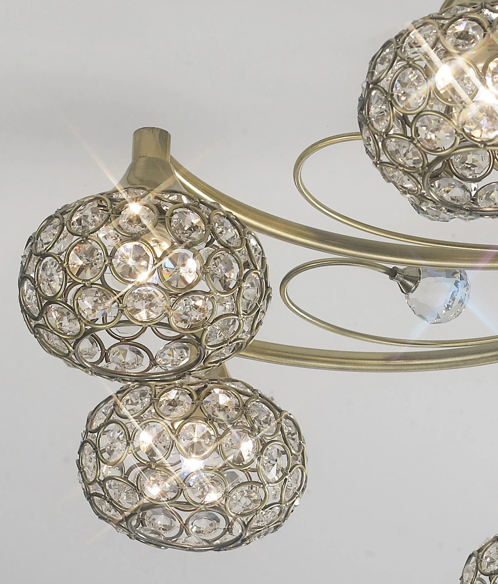 Cara Crystal Ceiling 8 Light Antique Brass IL30948  Diyas Cara Antique Brass